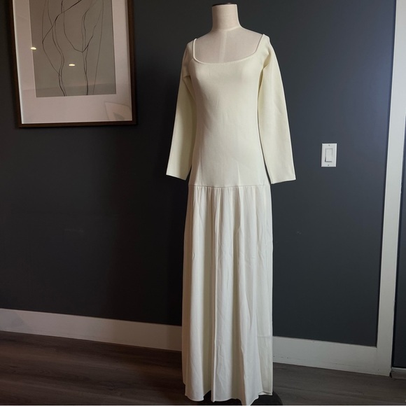 Meshki Presley Off-Shoulder Knit Maxi Dress in Ivory — XL - Picture 2 of 15